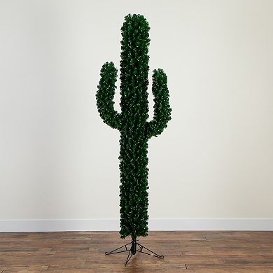 nearly natural 7-ft. Pre-Lit Artificial Cactus Christmas Tree