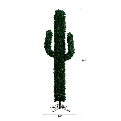 nearly natural 7-ft. Pre-Lit Artificial Cactus Christmas Tree