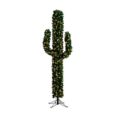 nearly natural 7-ft. Pre-Lit Artificial Cactus Christmas Tree