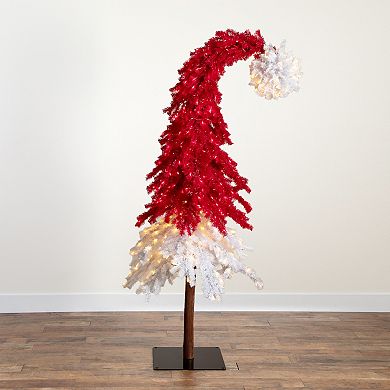 nearly natural 7-ft. Holiday Red Santa’s Hat Christmas Tree