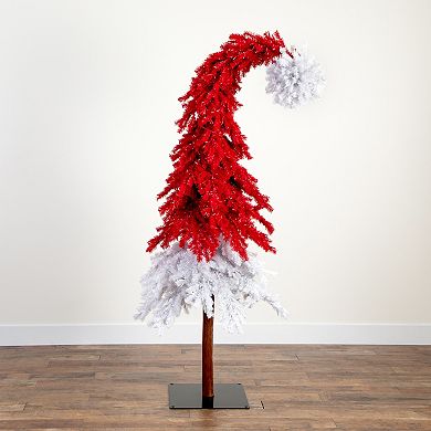 nearly natural 7-ft. Holiday Red Santa’s Hat Christmas Tree
