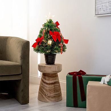 nearly natural 24-in. Pre-Lit Fiber Optic Classic Star Topped Artificial Christmas Tree