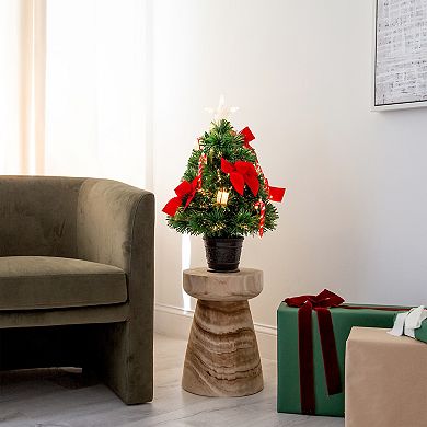 nearly natural 24-in. Pre-Lit Fiber Optic Classic Star Topped Artificial Christmas Tree