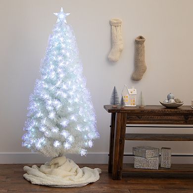 nearly natural 6-ft. Pre-Lit Fiber Optic Artificial White Christmas Tree with Star Tree Topper