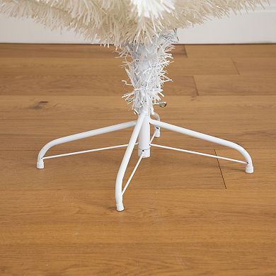 nearly natural 6-ft. Pre-Lit Fiber Optic Artificial White Christmas Tree with Star Tree Topper