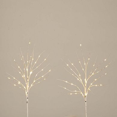nearly natural 24-in. Pre-Lit Artificial White Birch Branches 2-piece Set