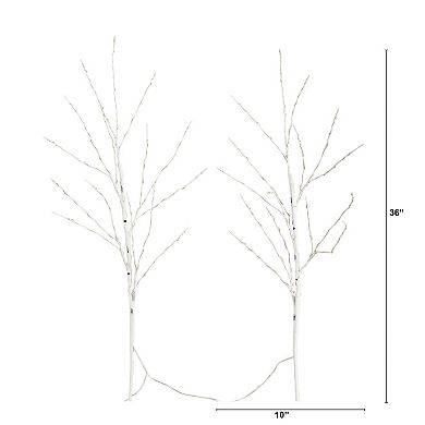 nearly natural 36-in. Pre-Lit Artificial White Birch Branches 2-piece Set