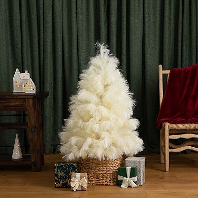 nearly natural 4-ft. Artificial Off-White Pampas Grass Christmas Tree