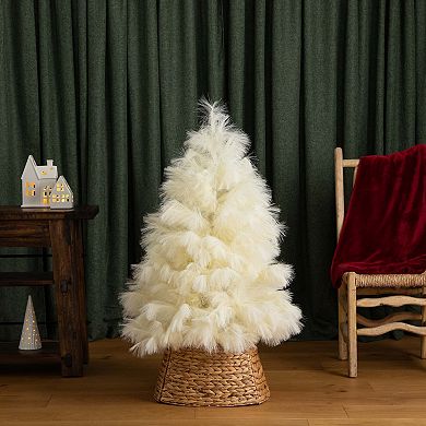 nearly natural 4-ft. Artificial Off-White Pampas Grass Christmas Tree