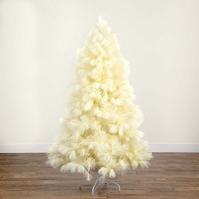 nearly natural 6-ft. Artificial Off-White Pampas Grass Christmas Tree