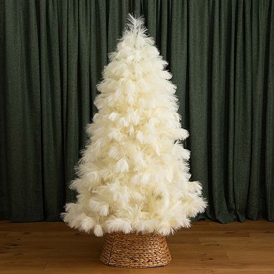 nearly natural 6-ft. Artificial Off-White Pampas Grass Christmas Tree