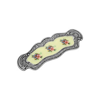 1928 Silver Tone and Enamel Floral Hair Barrette