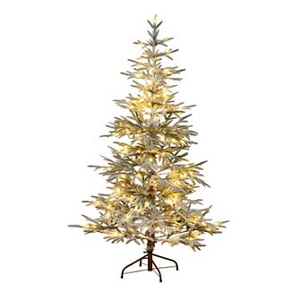 nearly natural 6-ft. Pre-Lit Artificial Flocked Woodland Fir Christmas Tree