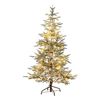 nearly natural 6-ft. Pre-Lit Artificial Flocked Woodland Fir Christmas Tree