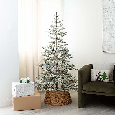 nearly natural 6-ft. Pre-Lit Artificial Flocked Woodland Fir Christmas Tree