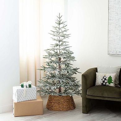 nearly natural 6-ft. Pre-Lit Artificial Flocked Woodland Fir Christmas Tree