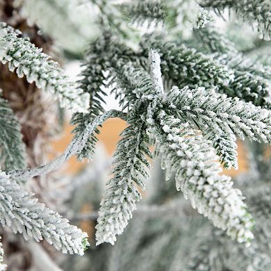 nearly natural 6-ft. Pre-Lit Artificial Flocked Woodland Fir Christmas Tree