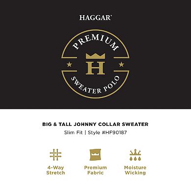 Big & Tall Haggar® Men's Johnny Collar Slim Fit Ribbed Sweater