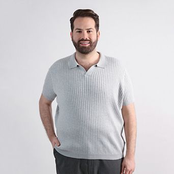 Big & Tall Haggar® Men's Johnny Collar Slim Fit Ribbed Sweater