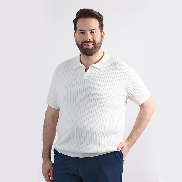 Big & Tall Haggar® Men's Johnny Collar Slim Fit Ribbed Sweater