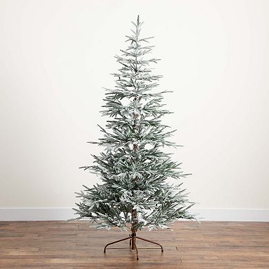 nearly natural 7-ft. Pre-Lit Artificial Flocked Woodland Fir Christmas Tree
