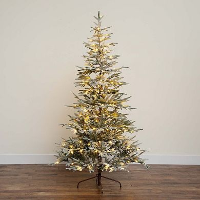 nearly natural 7-ft. Pre-Lit Artificial Flocked Woodland Fir Christmas Tree