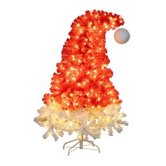 nearly natural 5-ft. Pre-Lit Artificial Holiday Red Santa’s Hat Christmas Tree