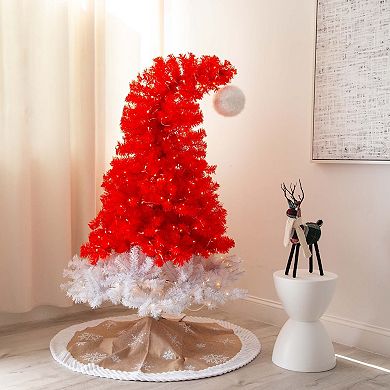 nearly natural 5-ft. Pre-Lit Artificial Holiday Red Santa’s Hat Christmas Tree