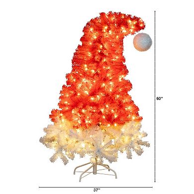 nearly natural 5-ft. Pre-Lit Artificial Holiday Red Santa’s Hat Christmas Tree