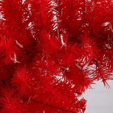 nearly natural 5-ft. Pre-Lit Artificial Holiday Red Santa’s Hat Christmas Tree