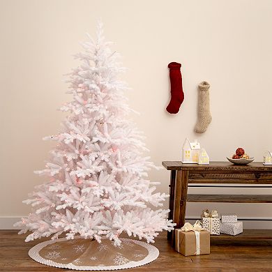 nearly natural 7-ft. Pre-Lit Artificial White California Spruce Christmas Tree