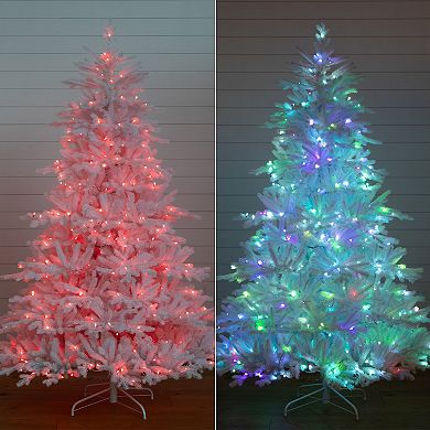 nearly natural 7-ft. Pre-Lit Artificial White California Spruce Christmas Tree