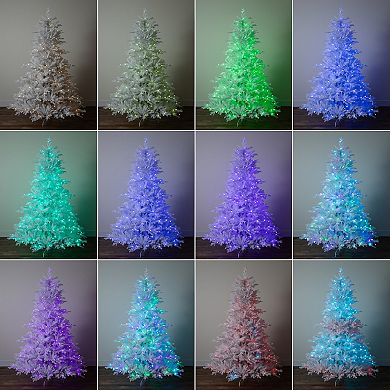 nearly natural 7-ft. Pre-Lit Artificial White California Spruce Christmas Tree