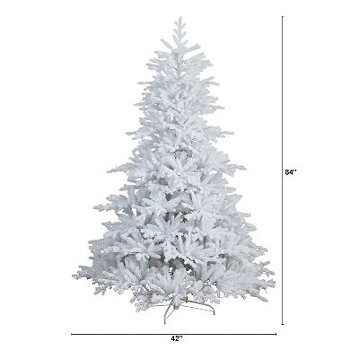 nearly natural 7-ft. Pre-Lit Artificial White California Spruce Christmas Tree