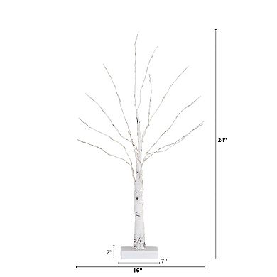 nearly natural 2-ft. Pre-Lit Artificial White Birch Tree