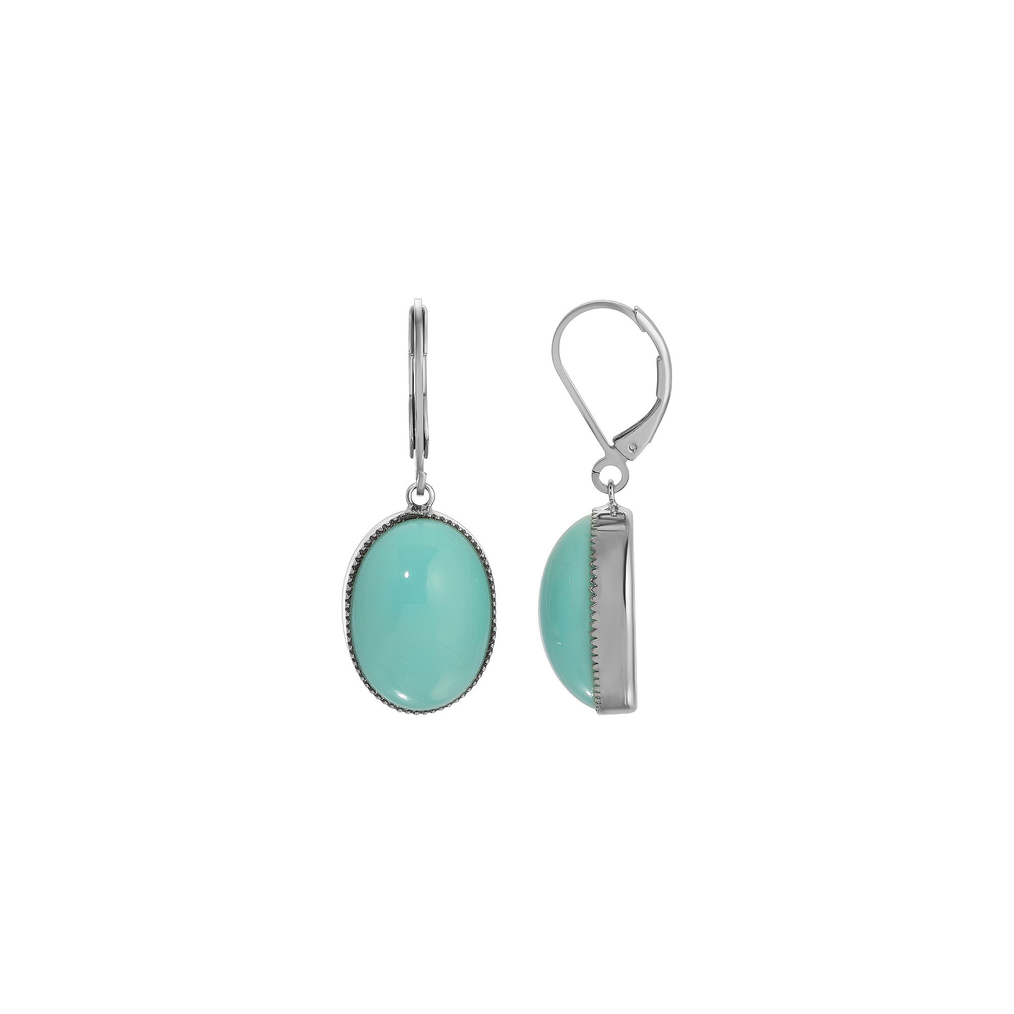 1928 Silver Tone Simulated Turquoise Drop Earrings, Womens