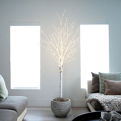 nearly natural 6-ft. Pre-Lit Artificial White Birch Tree with Base