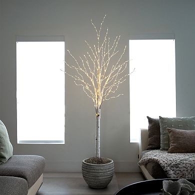 nearly natural 6-ft. Pre-Lit Artificial White Birch Tree with Base