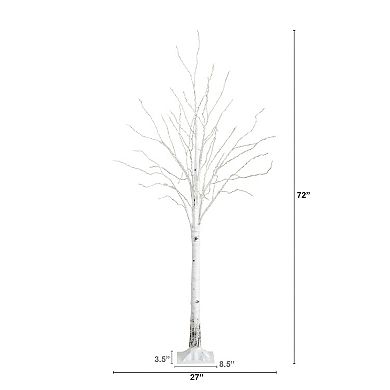 nearly natural 6-ft. Pre-Lit Artificial White Birch Tree with Base