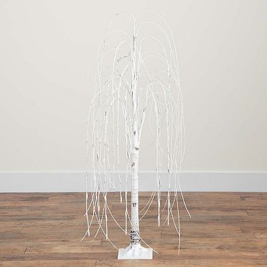 nearly natural 4-ft. Pre-Lit Artificial White Weeping Willow Tree