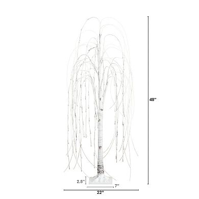nearly natural 4-ft. Pre-Lit Artificial White Weeping Willow Tree