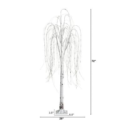 nearly natural 6-ft. Pre-Lit Artificial White Weeping Willow Tree