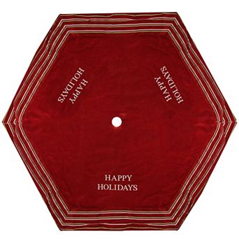 Seasons Designs 56 in Red and White Happy Holidays Christmas Tree Skirt