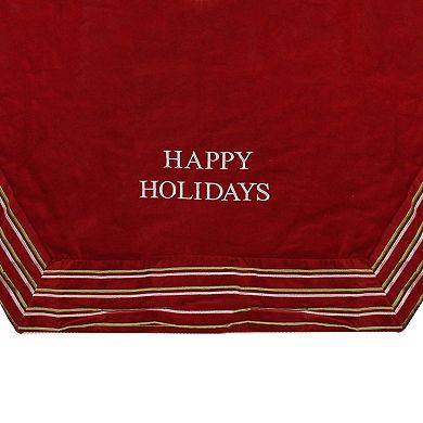 Seasons Designs 56-in. Red and White Happy Holidays Christmas Tree Skirt