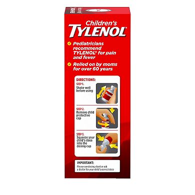 Children's Tylenol Liquid Oral Suspension Pain Reliever & Fever Reducer with Acetaminophen, Aspirin-, Ibuprofen-, High Fructose Corn Syrup- & Dye-Free, Cherry, 4 Fl. Oz