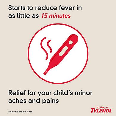 Children's Tylenol Liquid Oral Suspension Pain Reliever & Fever Reducer with Acetaminophen, Aspirin-, Ibuprofen-, High Fructose Corn Syrup- & Dye-Free, Cherry, 4 Fl. Oz