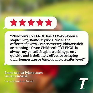 Children's Tylenol Liquid Oral Suspension Pain Reliever & Fever Reducer with Acetaminophen, Aspirin-, Ibuprofen-, High Fructose Corn Syrup- & Dye-Free, Cherry, 4 Fl. Oz