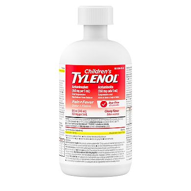 Children’s Tylenol Oral Suspension, Dye-Free, Cherry Flavor, 8 Fl. Oz