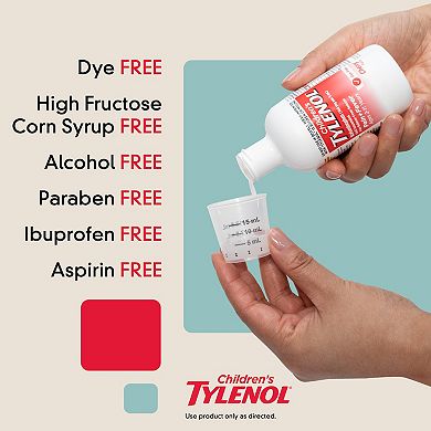 Children’s Tylenol Oral Suspension, Dye-Free, Cherry Flavor, 8 Fl. Oz