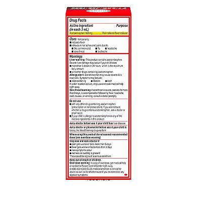 Children's Tylenol Liquid Oral Suspension Medicine, Acetaminophen Pain Reliever & Fever Reducer for Cold + Flu Symptoms & Sore Throat, Aspirin-, Ibuprofen- & Alcohol- Free, Grape, 4 fl. oz